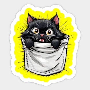 Black cat in a pocket Sticker